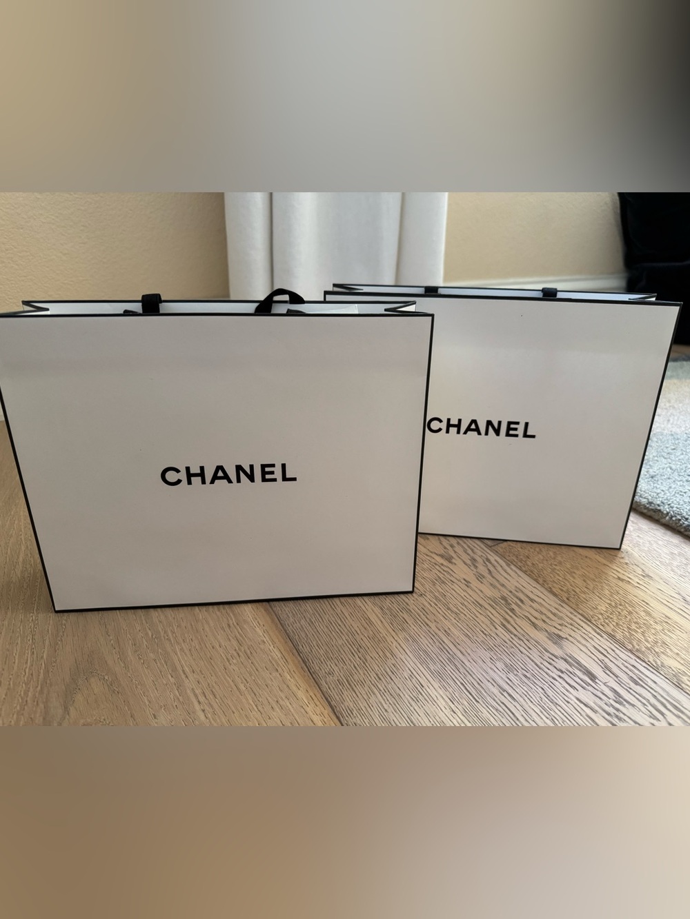 Two empty CHANEL bags